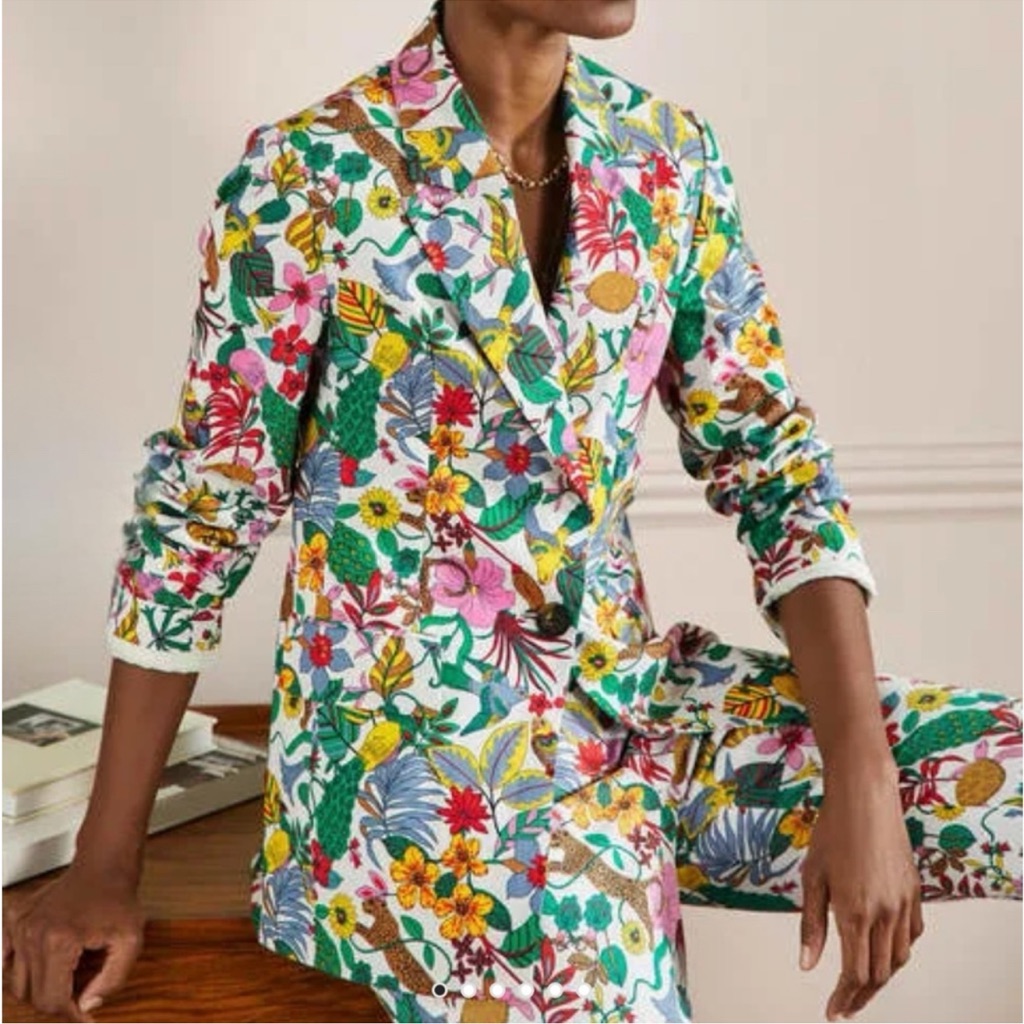 Nwt Boden Thea Tailored Linen Blazer Multi, Exotic Paradise, 8p